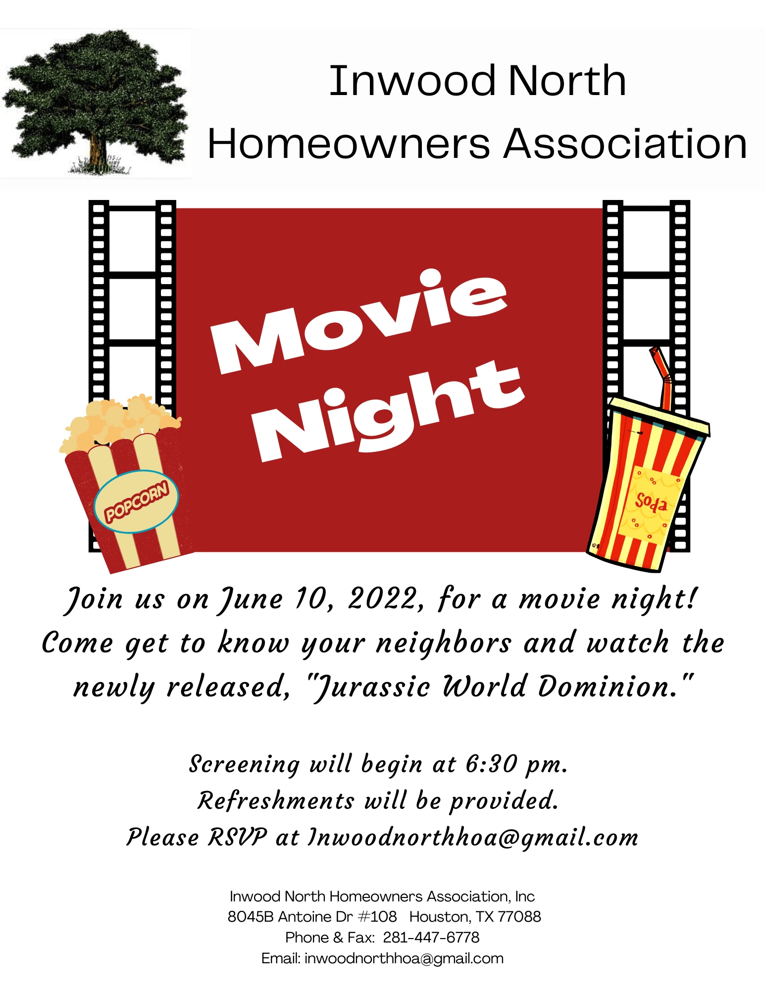 hoa announcement about movie night